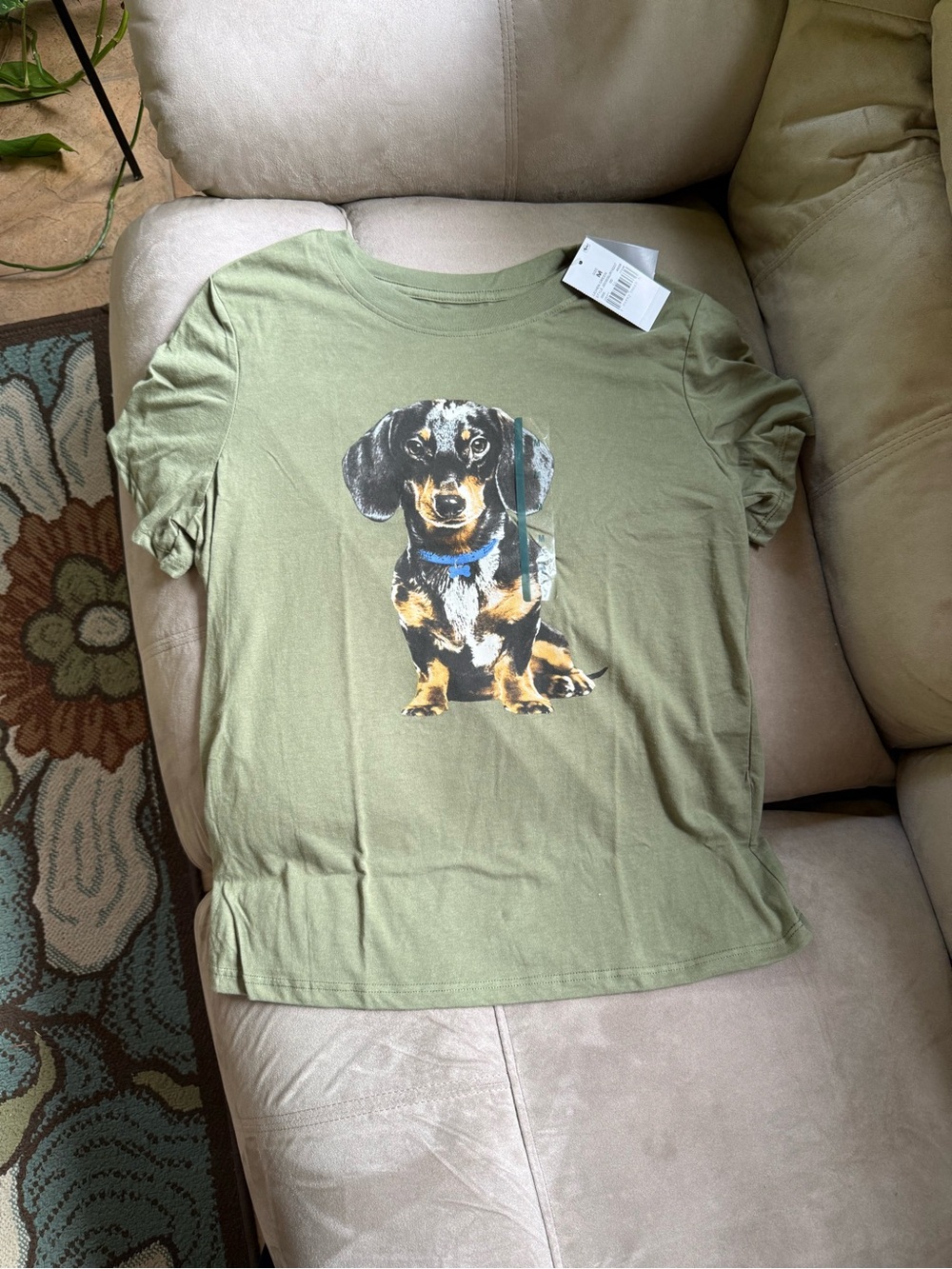 Zoe + Liv Olive Green Dachshund Graphic Dog Tee